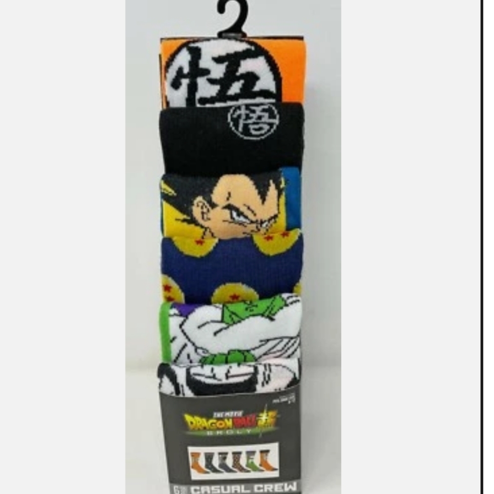 Dragon Ball Z Sock‎ Set Casual Crew Mens Sz 8 To 12